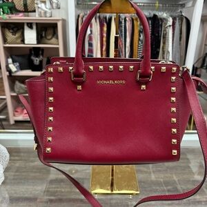 Michael Kors Selma‎ Stud Leather Bag w/ removable strap